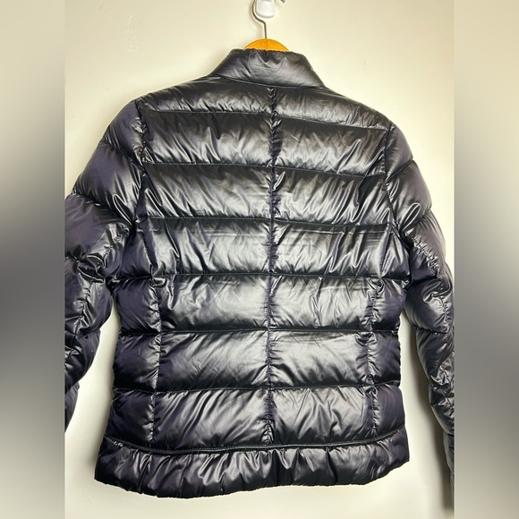 Y2K Bebe Down Puffer Bomber Jacket Women's Sp Black Shiny Purple inside pocket - Picture 8 of 16